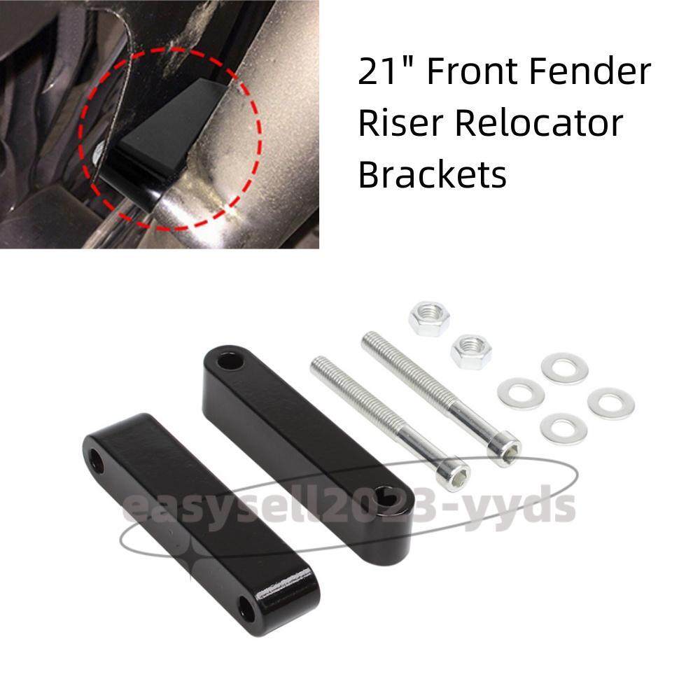 Black Front 21 Fender Riser Relocator Brackets Kit for Harley Road Street Glide