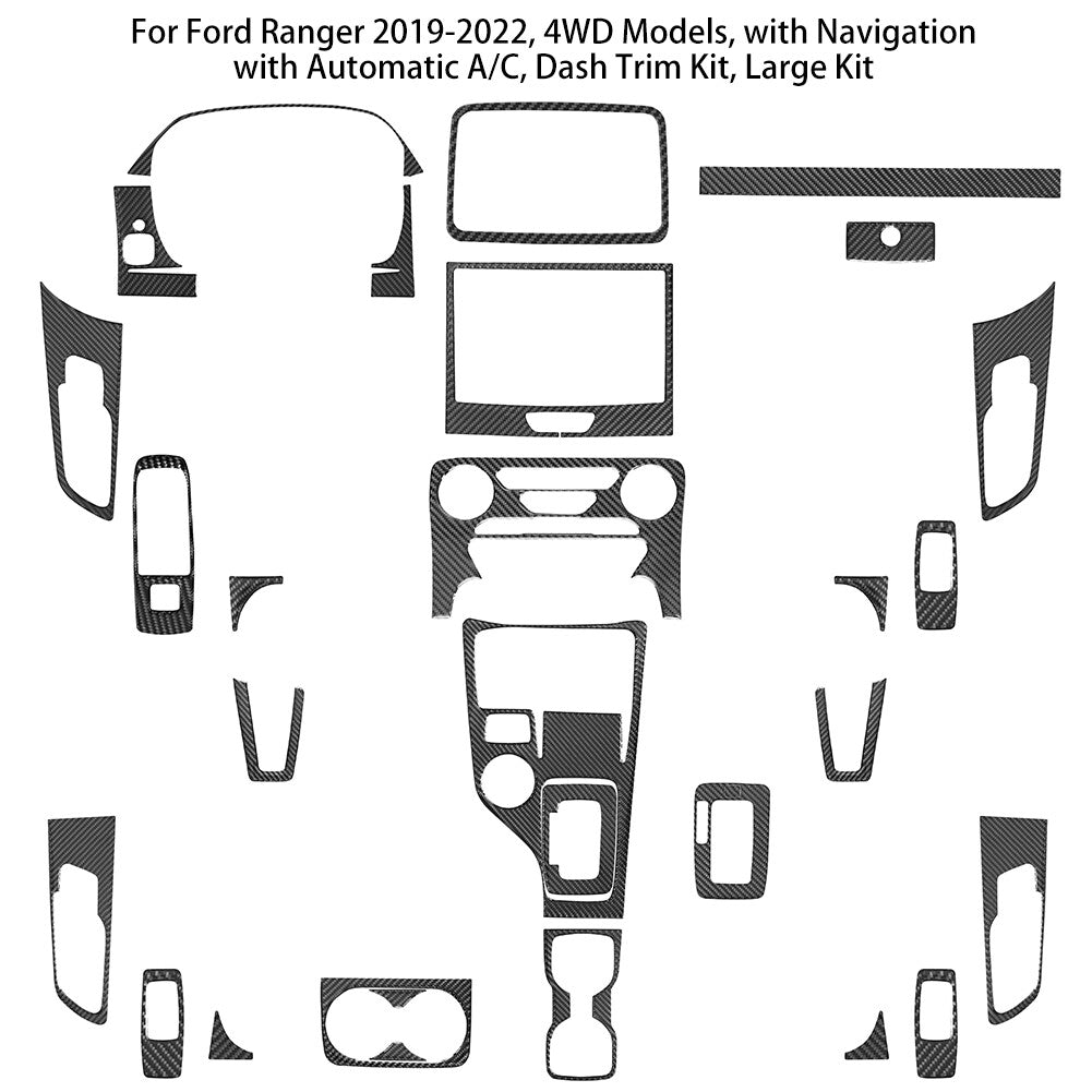 Carbon Fiber Interior Full Sets Cover Trim Kit for Ford Ranger 2019-2022
