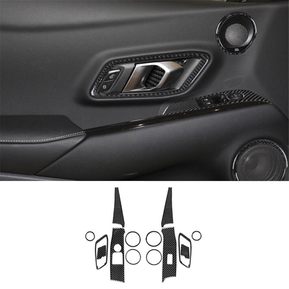 14Pcs Carbon Fiber Door Control Cover Trim for Toyota Supra A90 2019-2022