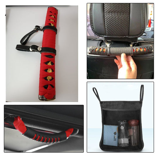 Samurai Sword Gear Shift Knob Shifter Katana Warrior Knife Handle Decoration Red