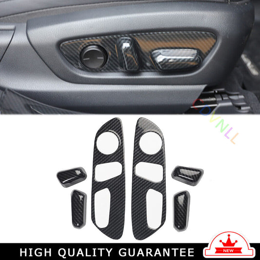 for Seat Behind Net Bag Frame Cover Trim 6PCS for Lexus for ES 18-21 Black Carbon Fiber