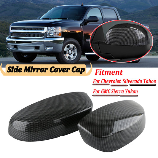 Two-piece carbon fiber mirrored cover for Tahoe Silverado for Sierra Suburban 2007-2013