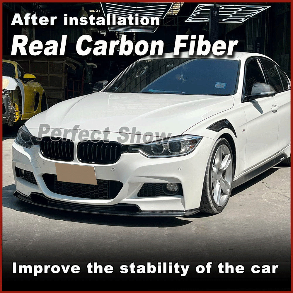 for BMW 3 Series F30 318i 320i MTech Bumper 12-18 REAL Carbon Front Lip Spoiler