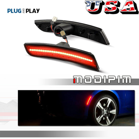 2-Pack Smoke Lens Red LED Rear Side Marker Lights for 2016-2023 for Chevrolet Camaro