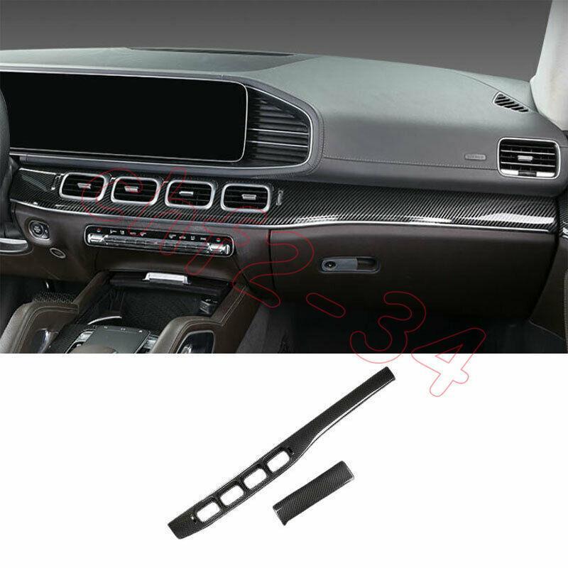 ABS Carbon Dashboard Center Console Stripe Trim 2PCS Fit for Benz GLE 2020-2022