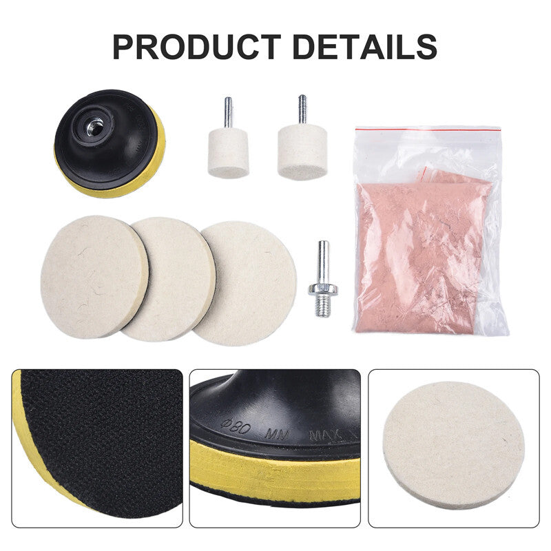 Car Wool Wheel Pad Windshield Glass Scratch Polishing Remover Cerium Powder Tool