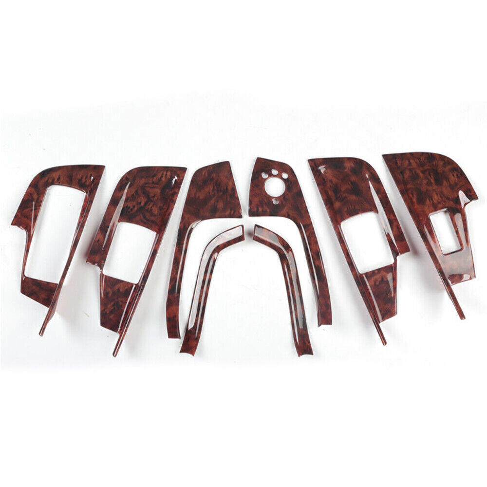 Car Interior Decoration Full Set Trim 8PCS Fit for Audi A6L 2012-2018 Brown Wood