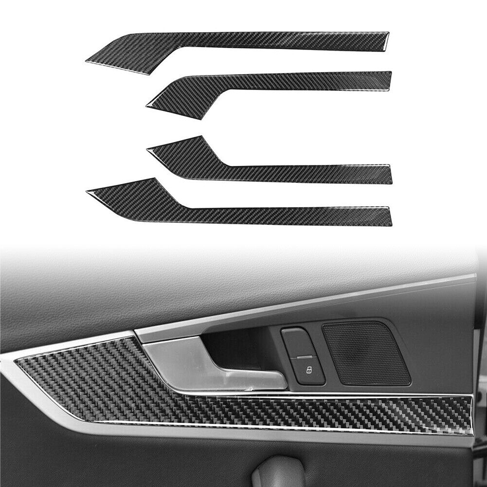 4Pcs Carbon Fiber Look Interior Door Handle Panel Trim for Audi A4 B9 2017-2020
