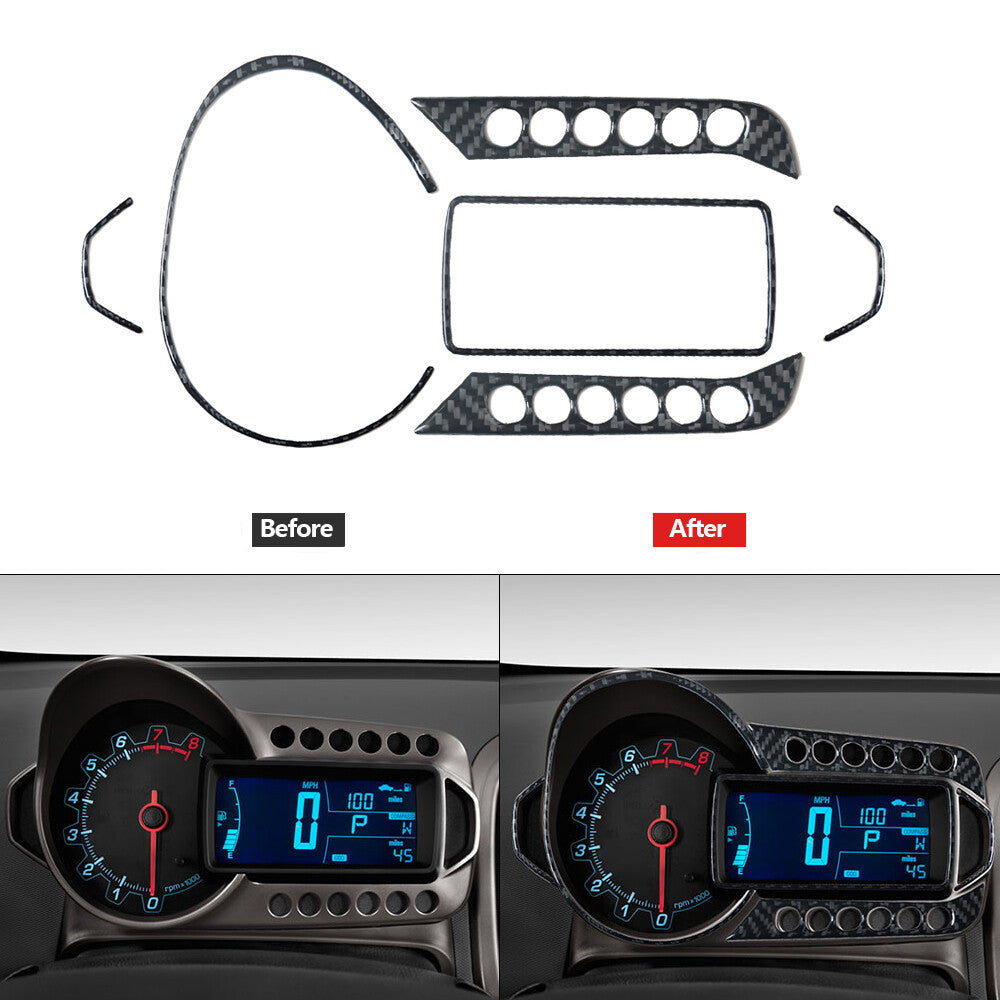 6Pcs Carbon Fiber Speedmeter Accent Cover Trim for Chevrolet Sonic 2012-2016
