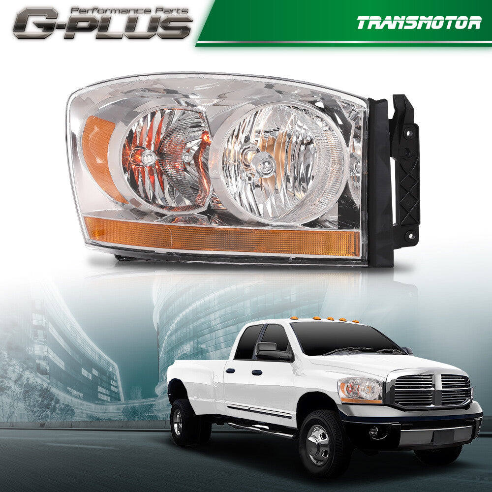 Passenger side lights in chrome/amber tint suitable for 2006-2009 for Dodge for Ram 1500 2500 3500