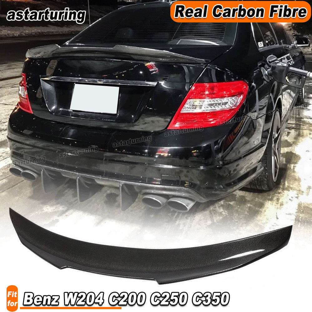 for Benz W204 C200 C250 C350 C63AMG 2007-2014 REAL CARBON Rear Trunk Spoiler Lip