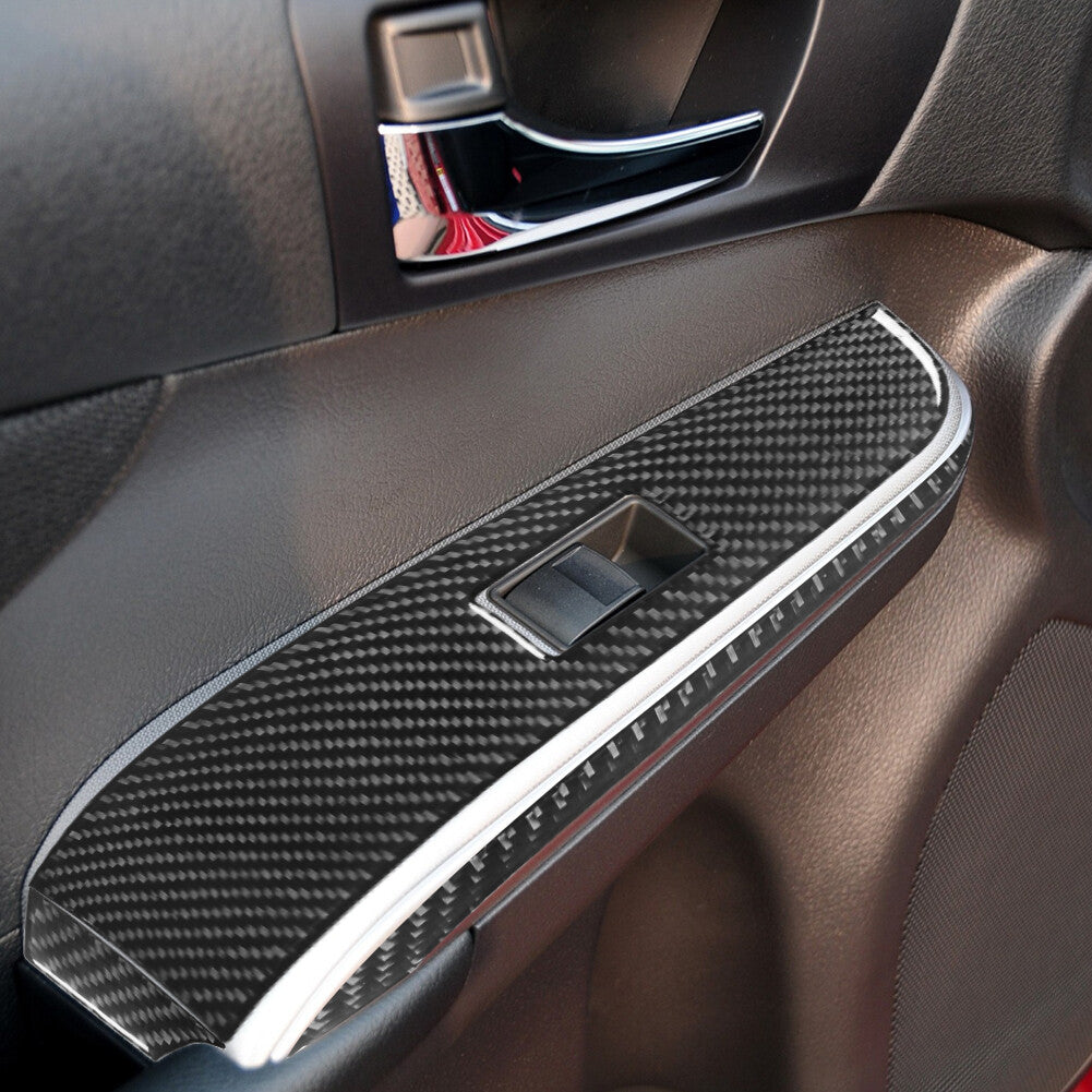 6Pcs Carbon Fiber Rear Door Window Lift Panel Cover Trim for Toyota for Camry 12-14