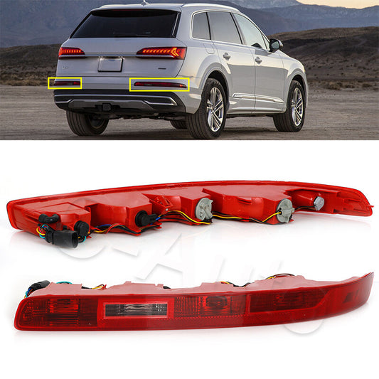 A pair of stop light turn signals for the left and right rear bumpers of for Audi Q7 models from 2006 to 2015.