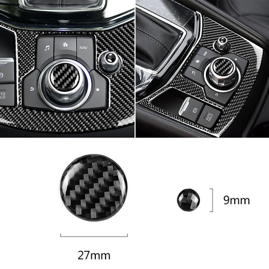 Carbon Fiber Multimedia Switch Button Ring Cover for Mazda 3 6 CX-5 CX-9 2017-18