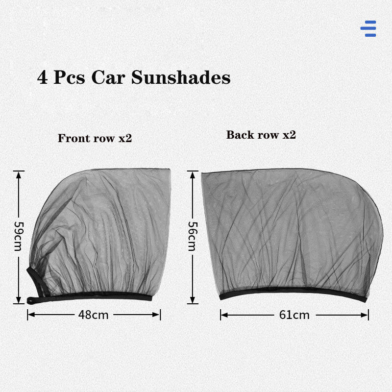 4-piece car side window sunshade privacy curtain mosquito net UV protection