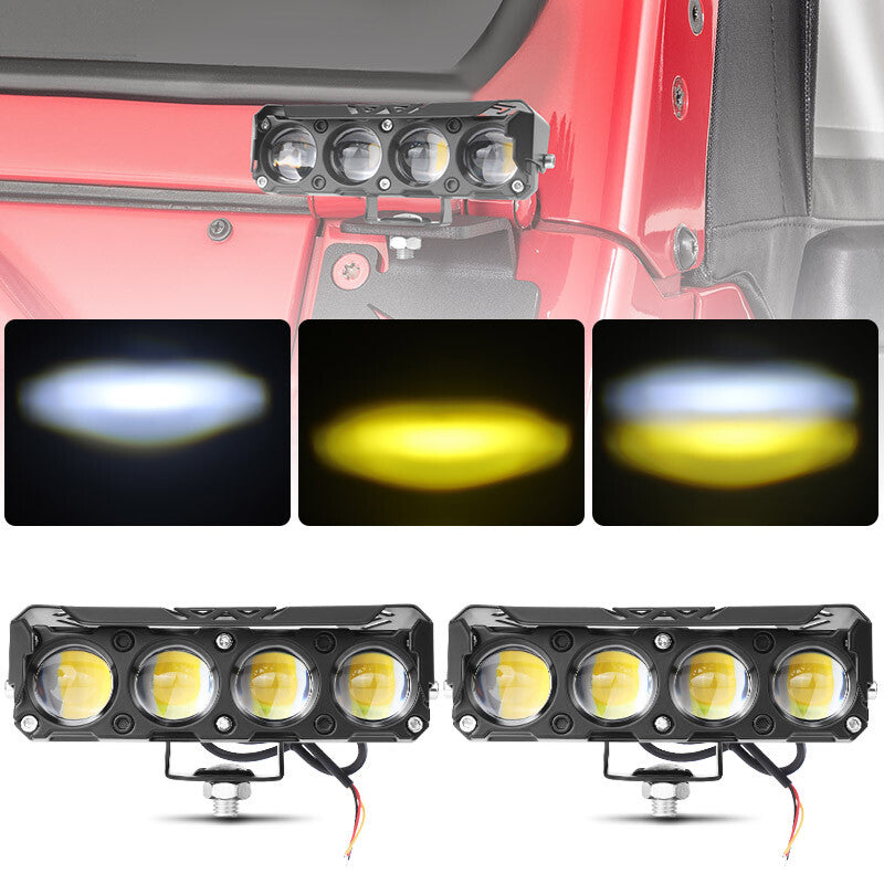 2x LED Pods Driving Light Bar 25W Yellow White Work Lamp Spot Fog SUV Dirt bike
