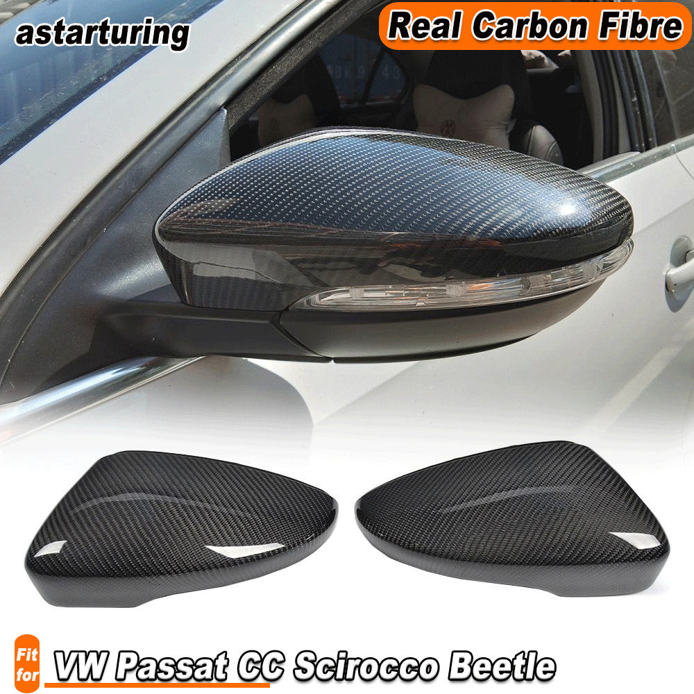 2PCS Carbon Fiber Replacement Mirror Cover Caps for VW for Passat CC Scirocco Beetle