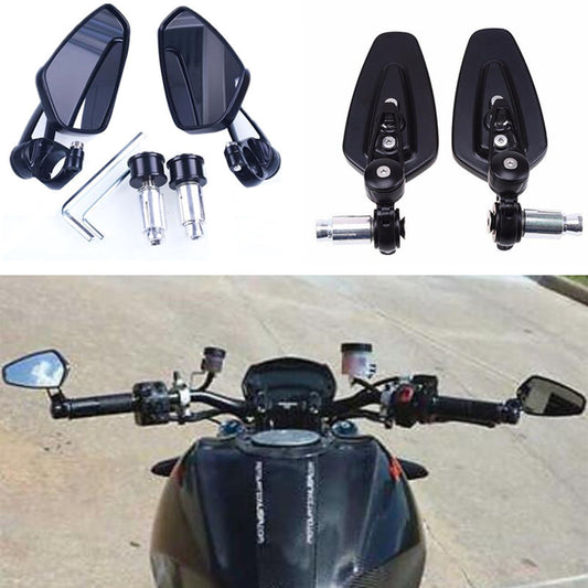 2 Pcs Shell Motorcycle Bike 7/8 22mm Handlebar Rearview Mirrors Adjustability
