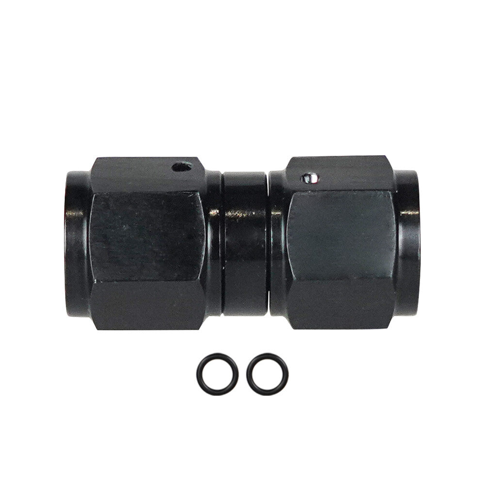 4AN to 4AN Female Straight Swivel Coupler Union Fitting Adapter Aluminum Black