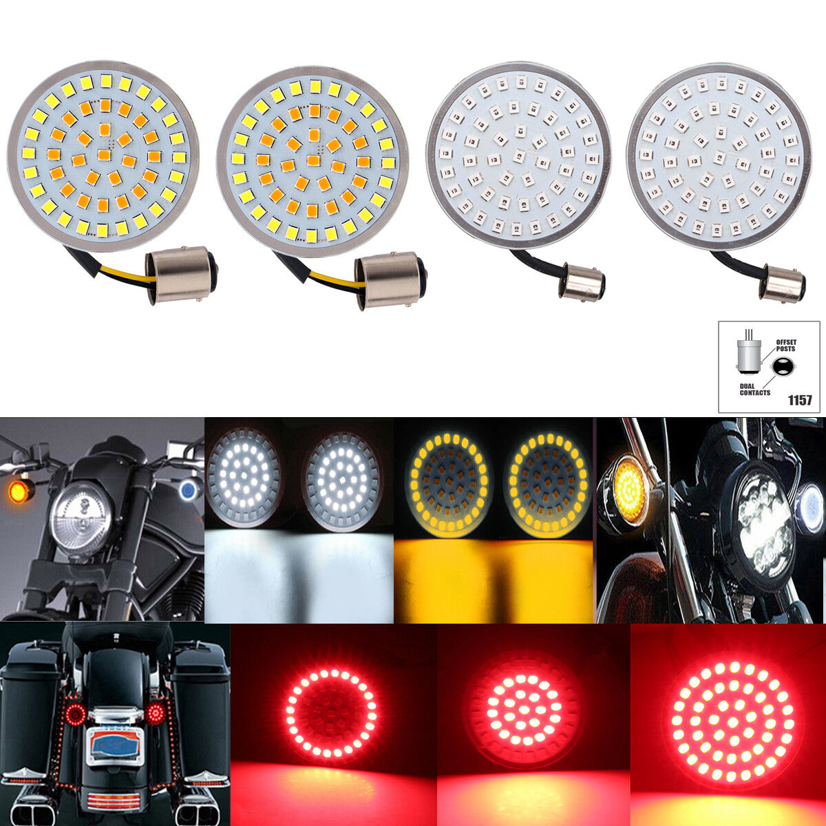 2-inch LED 1157 front and rear turn signal light inserts for Harley-Davidson highway gliding tours