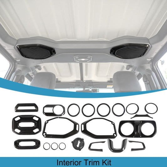 21x Carbon Fiber Interior Decoration Trim Cover kit for Jeep for Wrangler JL 2018-23
