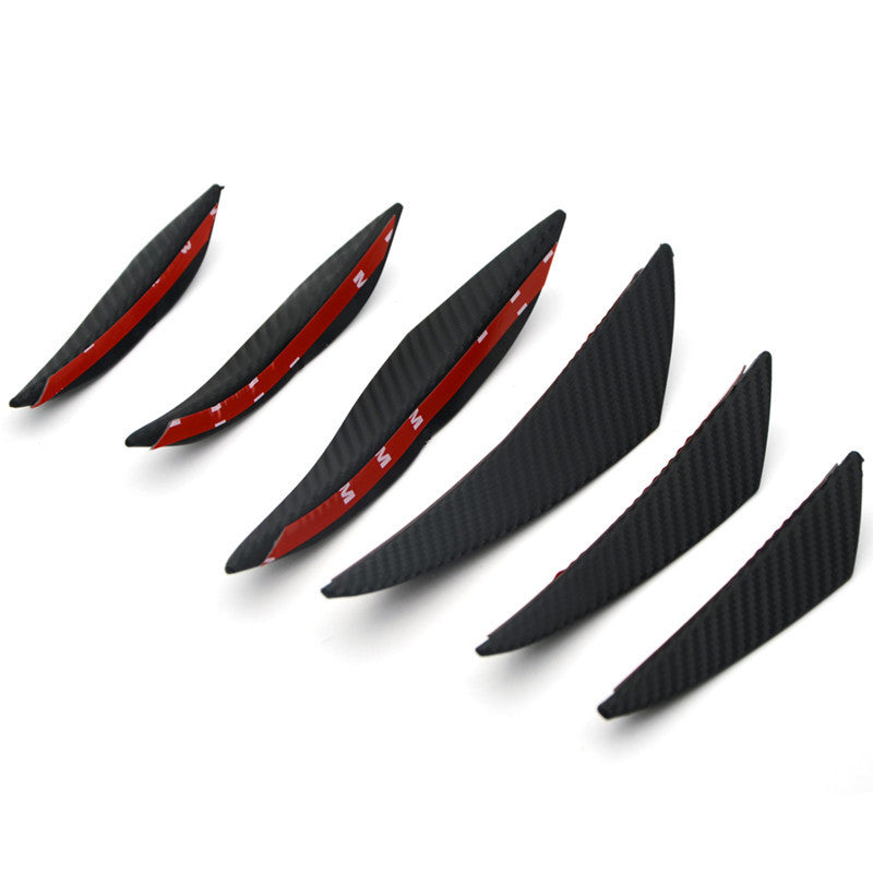 6Pc Car Carbon fiber pattern Front Bumper Lip Splitter Fins Spoiler Canard Chin