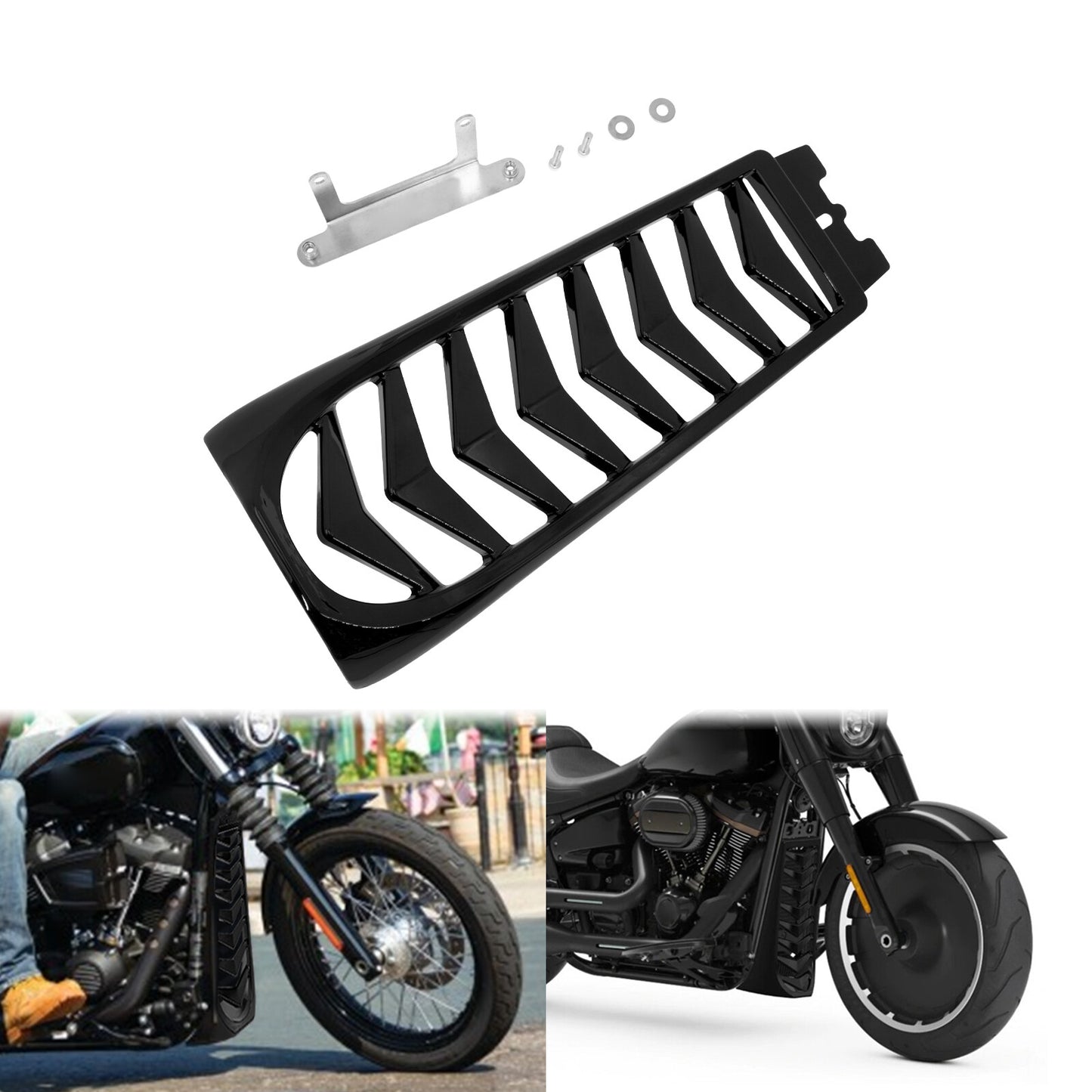Black Chin Fairing Spoiler Lower Radiator Cover for Harley Street Fat Bob 18-23