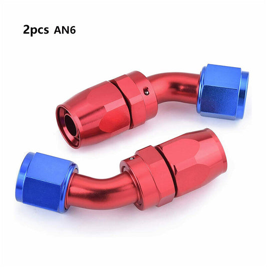 2pcs AN6 6AN 45 Degree Swivel Hose End Fitting Adapter for Braided CPE Fuel Line