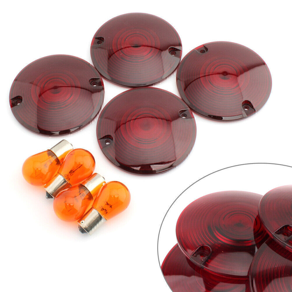 Turn Signal Light Lens Cover w/ Amber Bulbs Fit for Harley Road/ Road King 69308-02