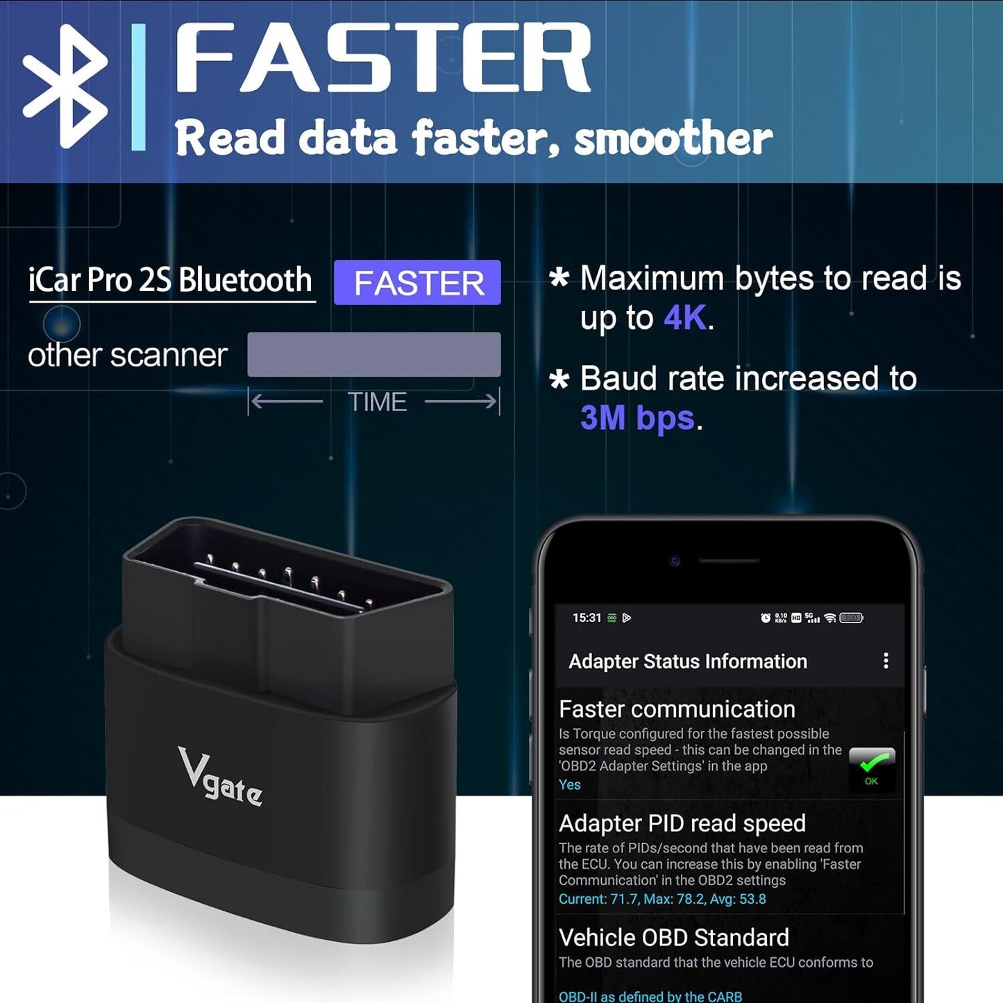 Vgate iCar Pro 2S OBD2 Scanner Bluetooth IphoneAndroid Car Code Reader