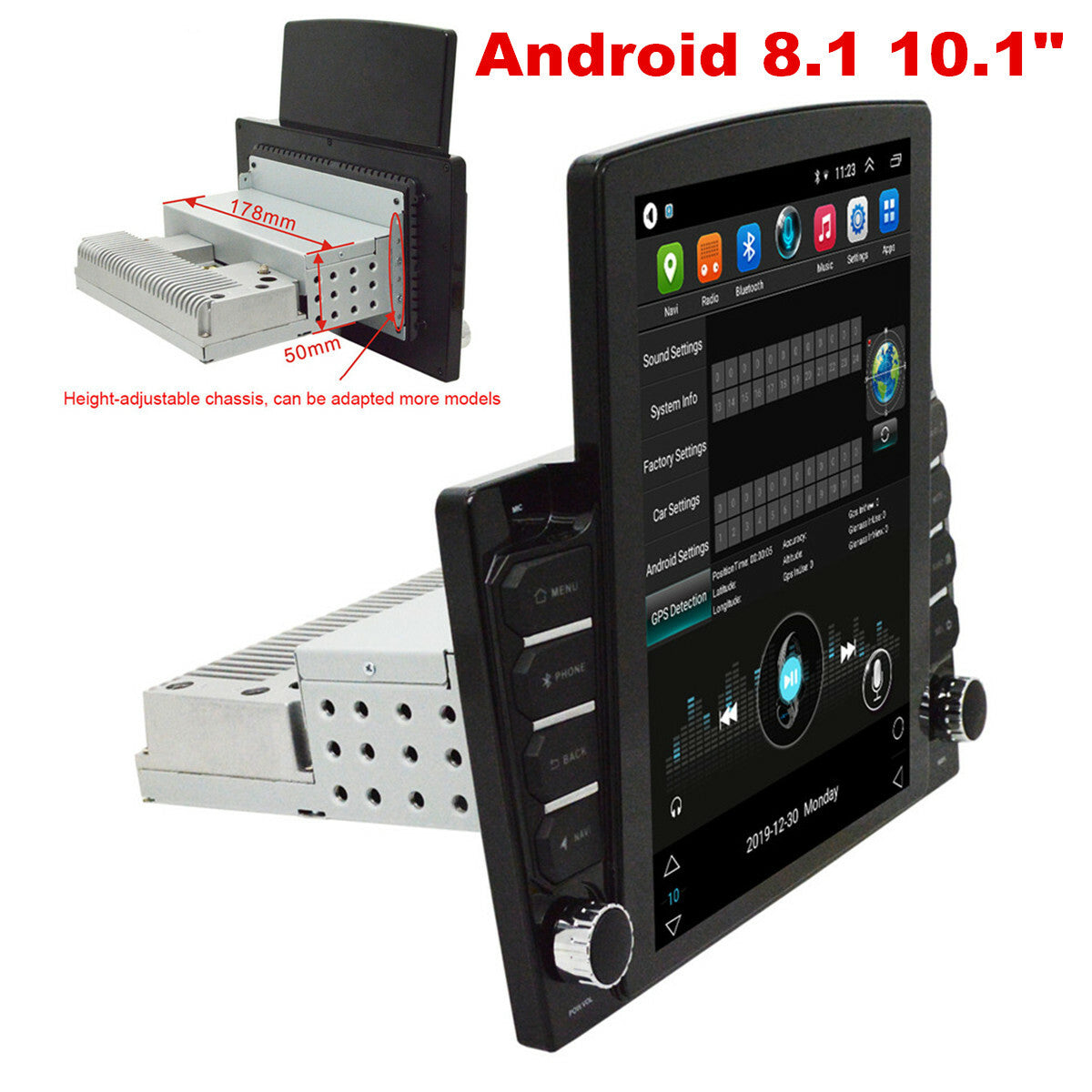 10.1in Android 8.1 Quad-Core Car Stereo Radio GPS Nav Wifi Mirror Link Player