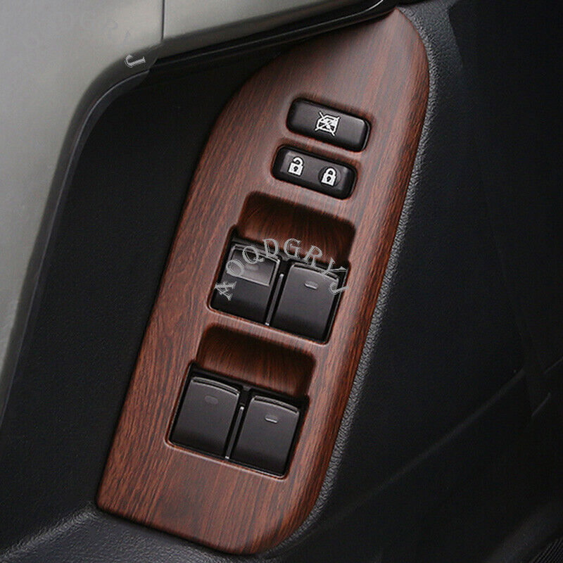 Wood Grain Glass Window Lift Panel Switch Cover Trim for Toyota Prado 2010-2021