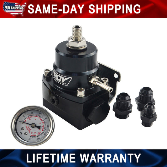High Pressure An8/8/6 Fuel Inject Pressure Regulator With Gauge And Boost Black