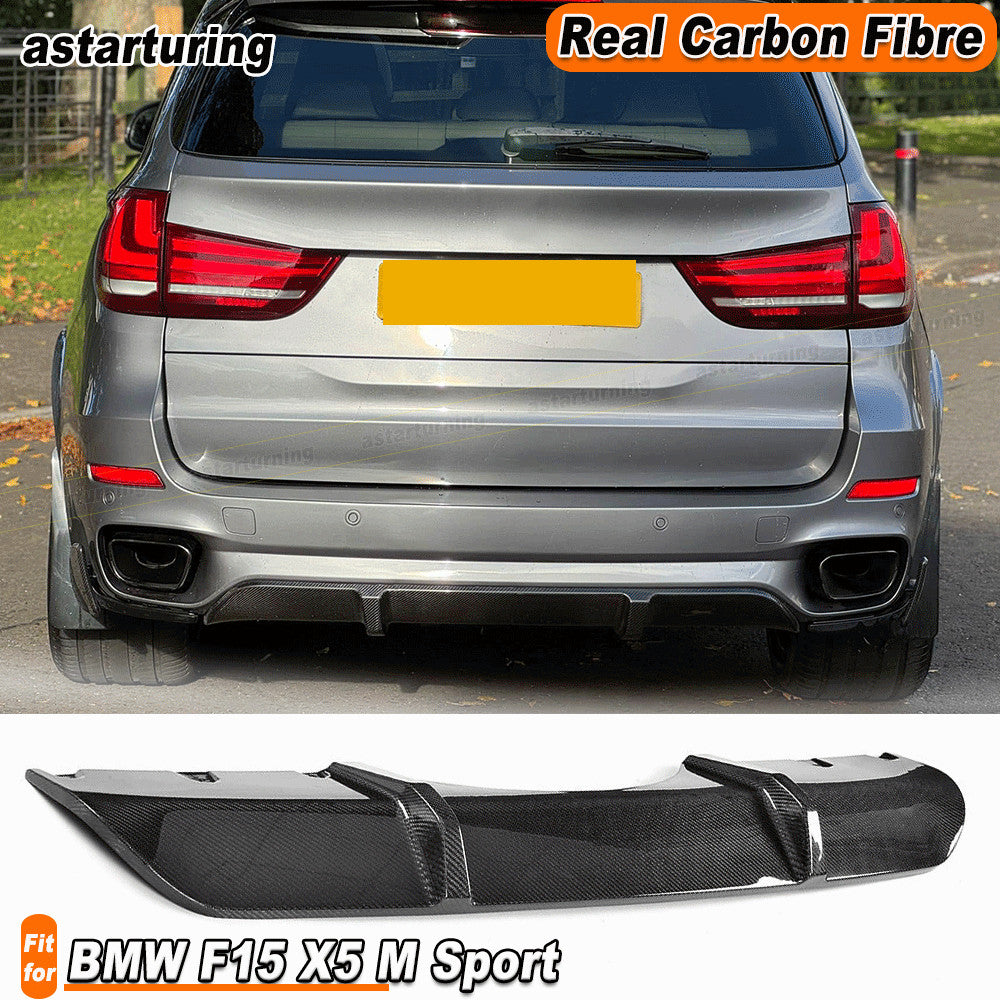 Fit for BMW F15 X5 M Sport 2014-18 REAL Carbon Rear Bumper Diffuser Lip Spoiler