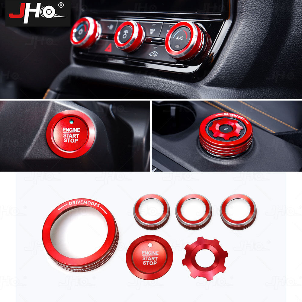 Red Aluminum Central Control Knob Ring Trim Decor Cover For Ranger 2023-2024