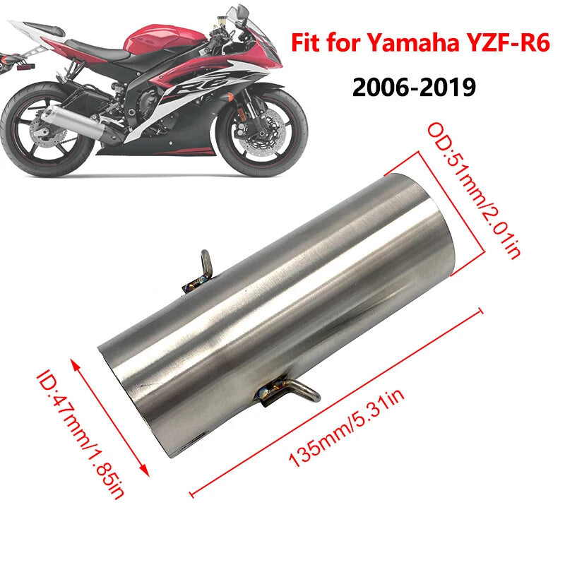 for Yamaha YZF-R6 2006-2016 304 Stainless Steel Racing Mid Pipe Exhaust Upgrade Kit