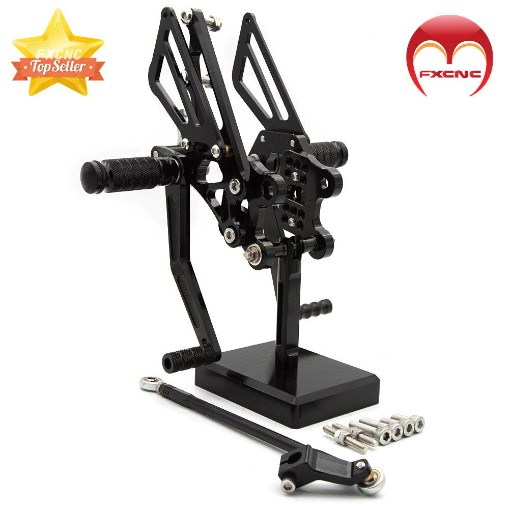 CNC-machined rear wheel spike kit with black pedals for Kawasaki ZX12R 2000-2001.