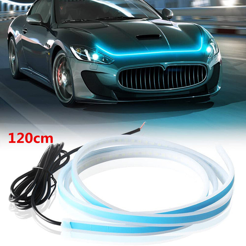 120cm 12V Car Hood LED Daytime Running Light Strip Waterproof Flexible Lamp DRL