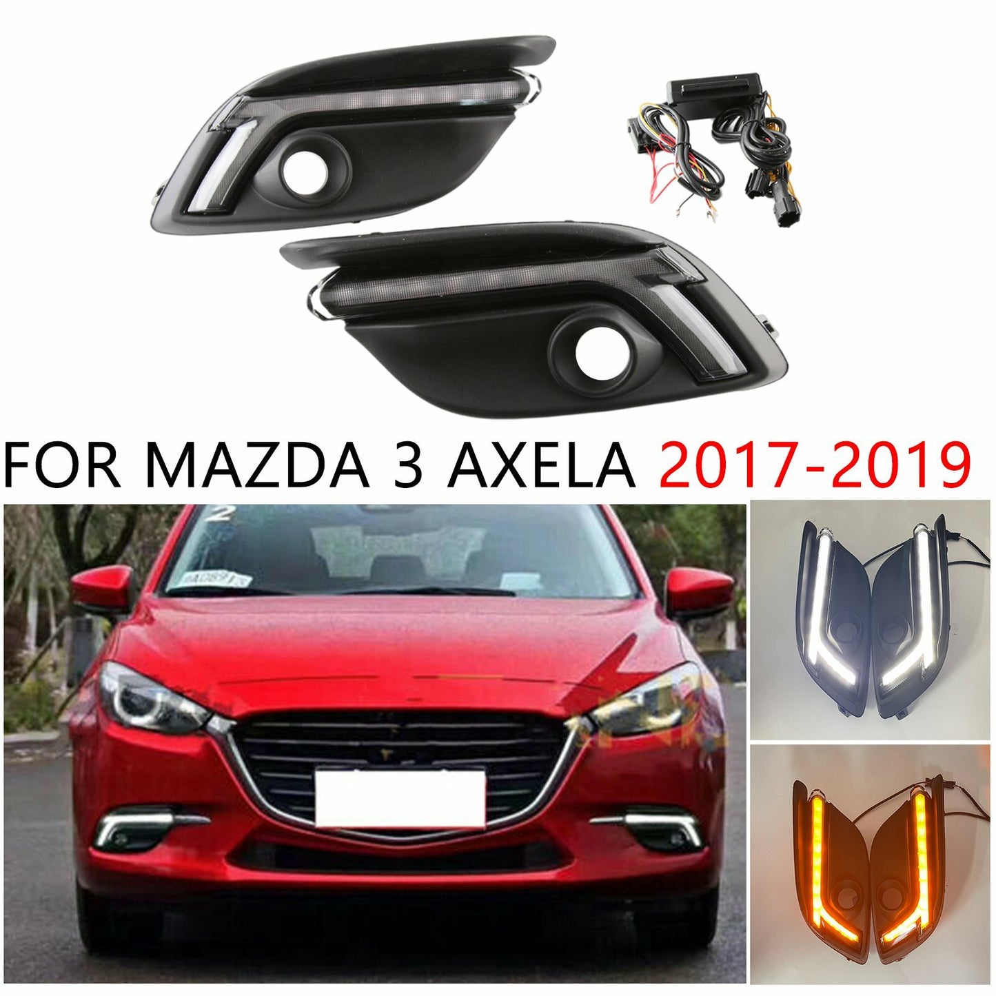 LED DRL Running Front Fog Lamps Turn Signal Lights for Mazda 3 Axela 2017-2019