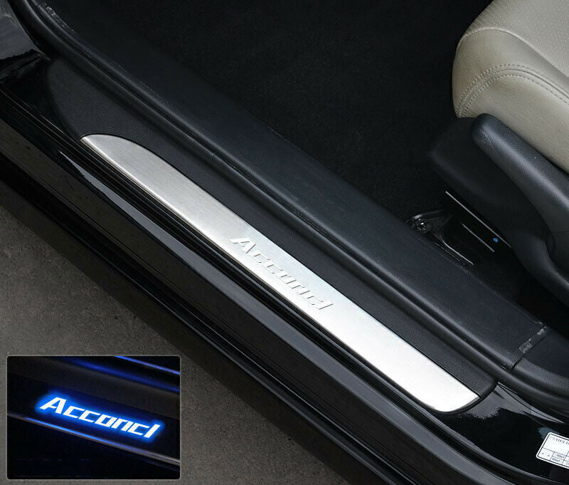 LED Illuminated Door Sill Scuff Plate Guards Trim New for Honda Accord 2014-2017