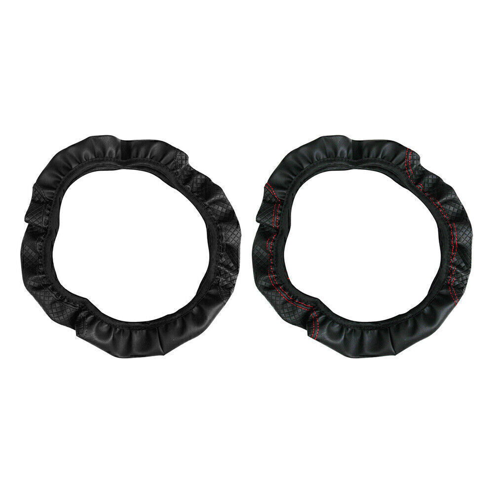 Black PU leather Car Steering Wheel Cover Universal for 37-38cm 15