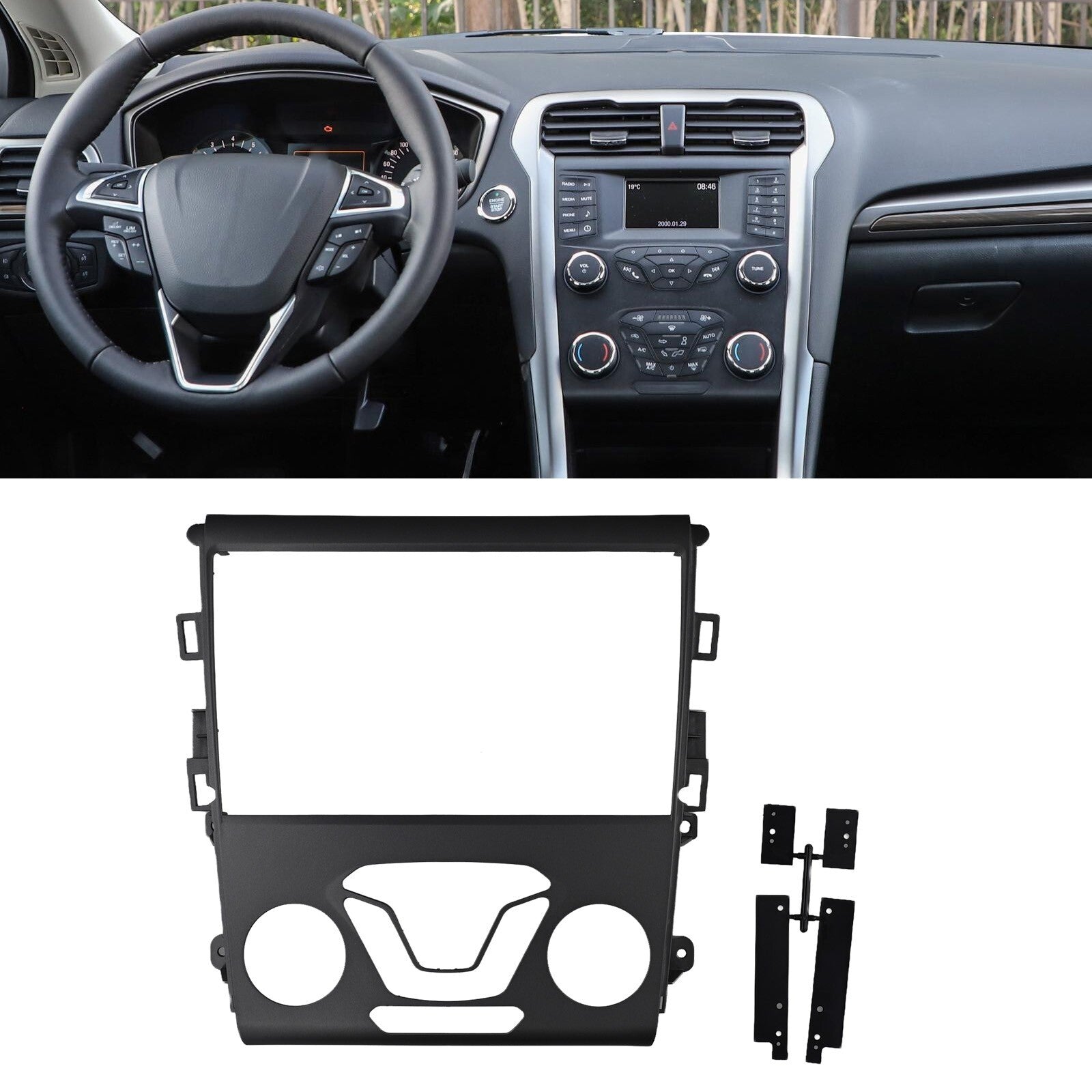 2 Din Car Stereo Radio Fascia Dash Panel Frame for Ford Fusion for Mondeo 13-18