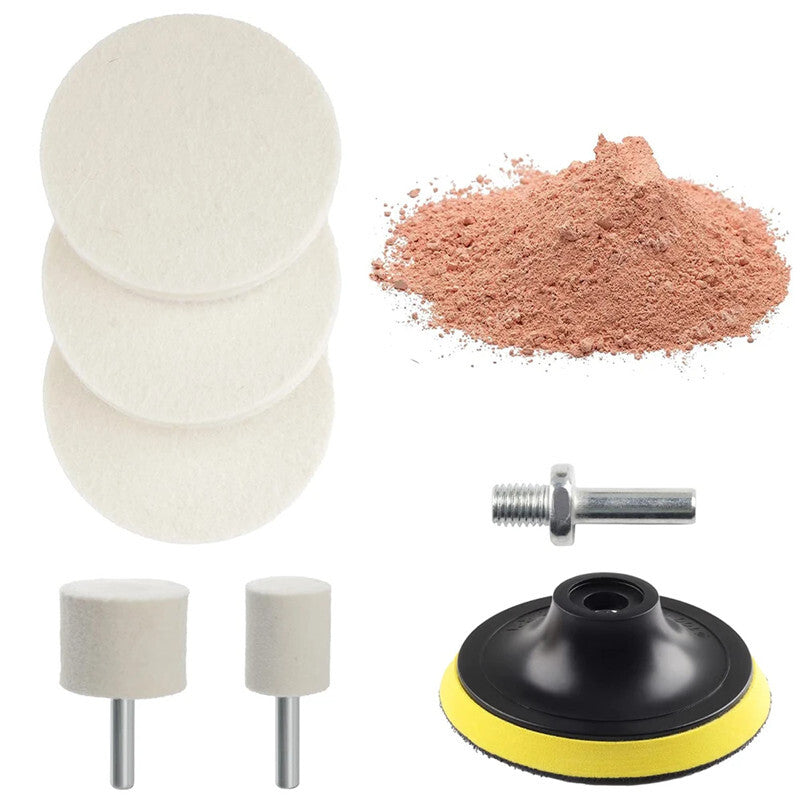 8Pcs Car Glass Screen Windows Cleaning Scratch Removal Polishing Backing Pad Kit