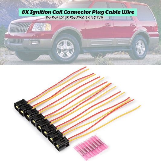 8PCS Ignition Coil Connector Pigtail Plug Harness for Ford F-150 F-250 E-150