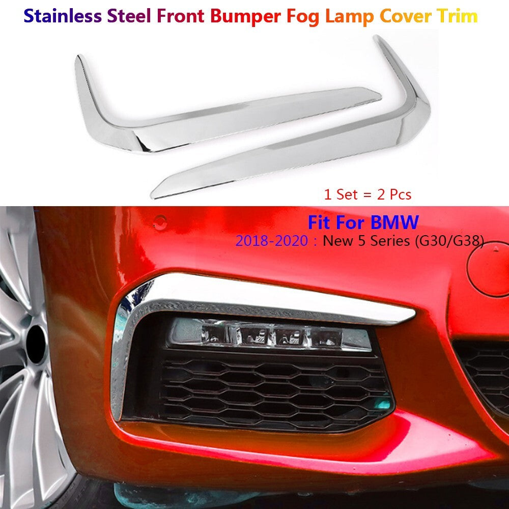 Stainless for BMW 5 G30 Exterior Car Front Fog Light Lamp Molding Trim 2018-2020