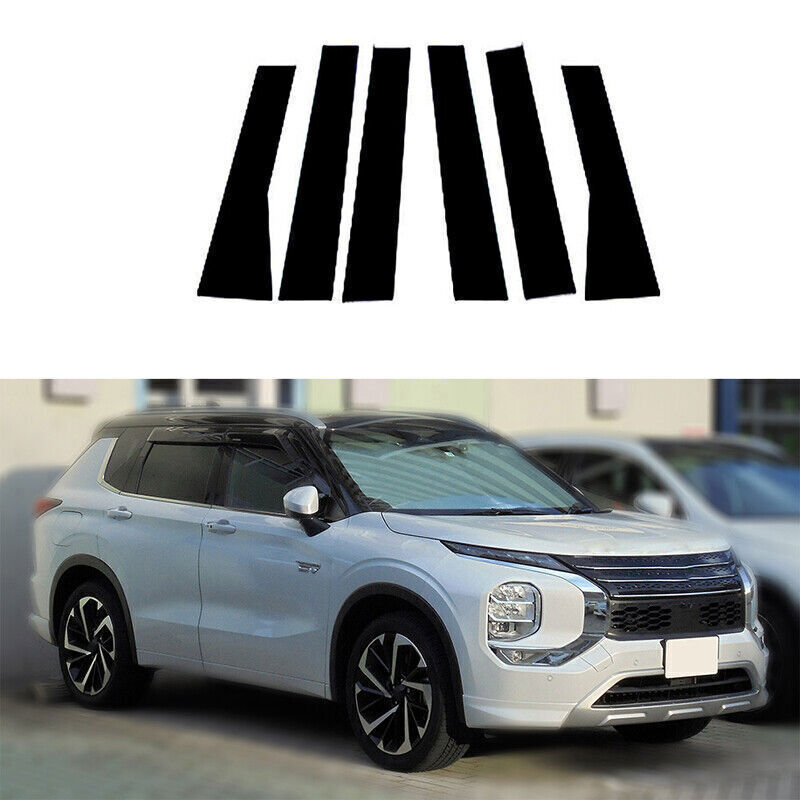 for Mitsubishi Outlander 2022-23 Piano Black Pillar Posts Door Window Strip Trim