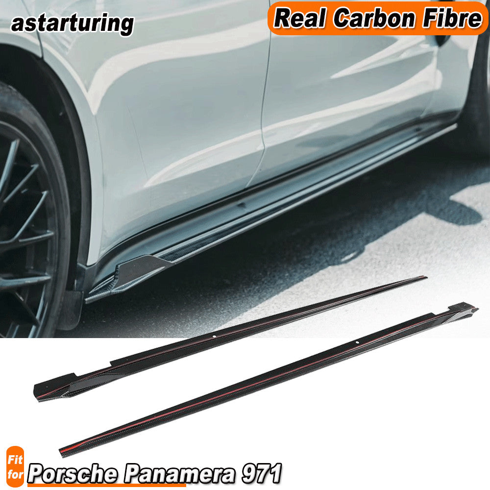 Fit for Porsche for Panamera 971 2017-19 REAL CARBON FIBRE Side Skirts Extension Lip
