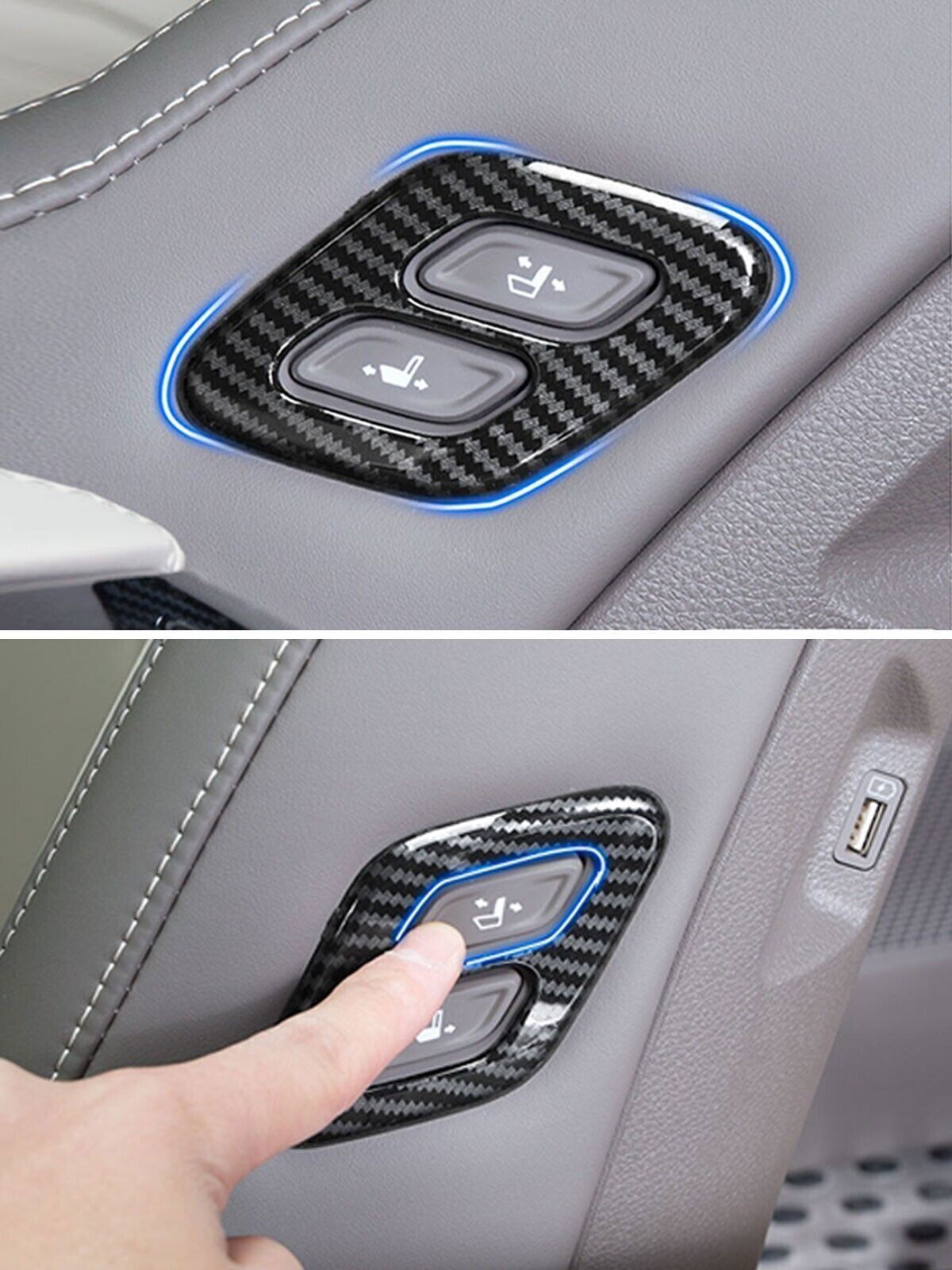 for Kia Carnival 22-24 Carbon Fiber Look for Seat Adjustment Button Frame Cover Trim