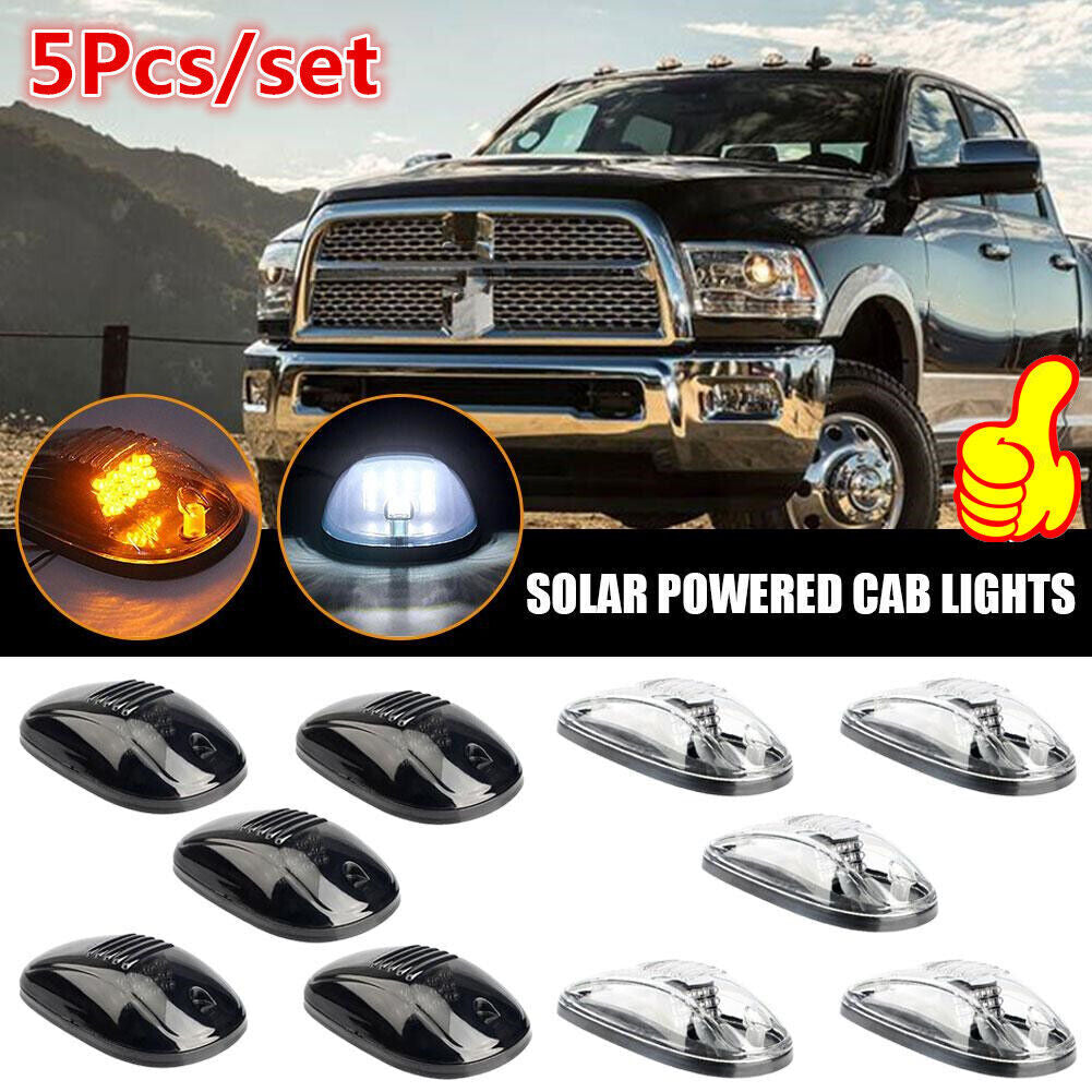 5PCs For Truck SUV White/Amber Smoked Lens LED Cab Roof Marker Running Lights