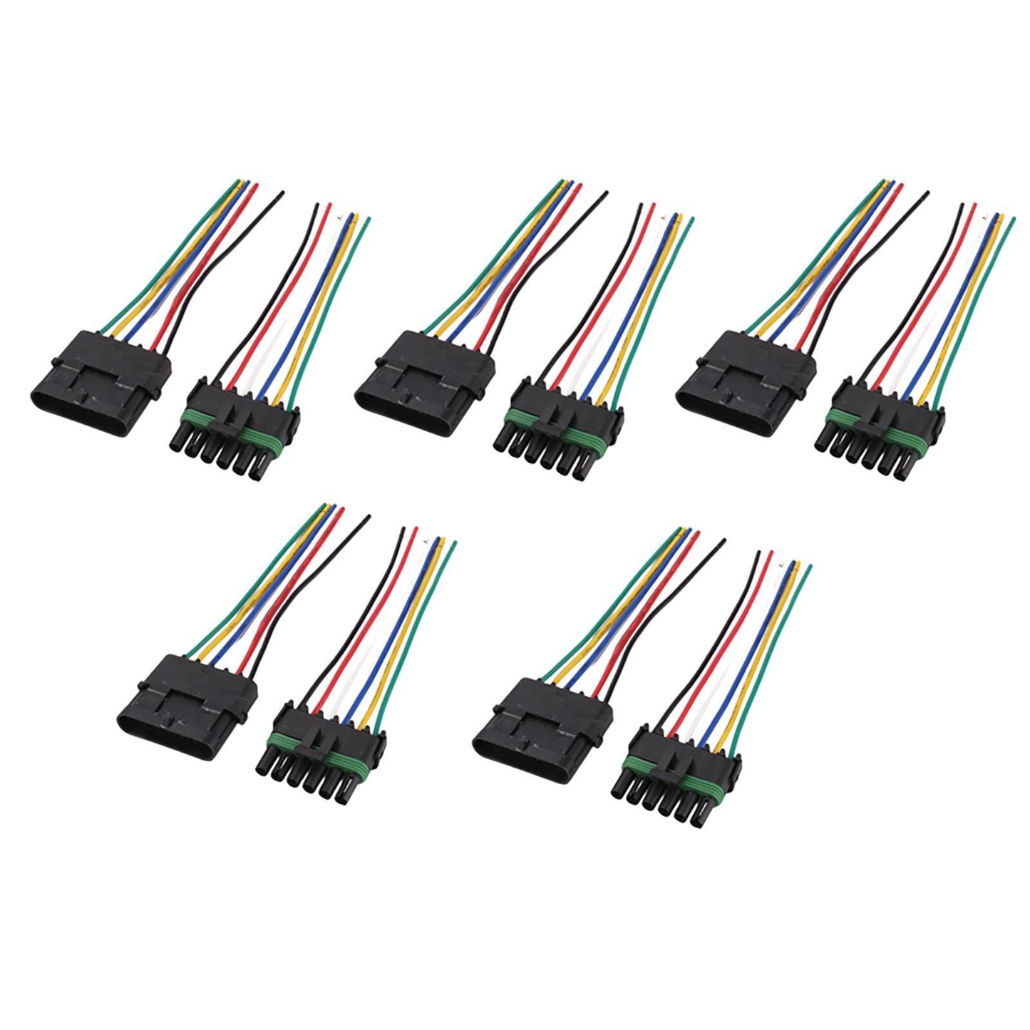 5 Pair Male Female 16 AWG Assembled Weather Pack 6 Pin Sealed Connector 6in Wire
